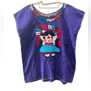 Artisan made Mexican embroidered Oaxacan Huipil top-Sm